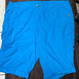 P womens Venezia solid blue cotton capris 28